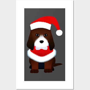 Christmas Dog Transparent Background Posters and Art